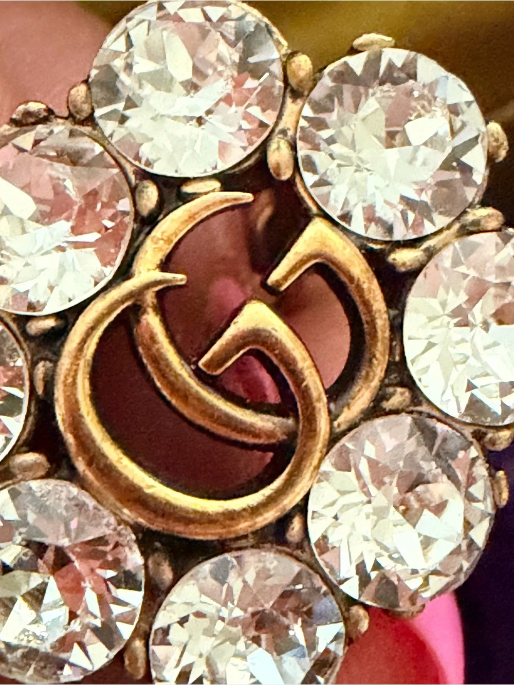 Gucci Rose Crystal Double G Cluster Ring - Picture 2 of 5